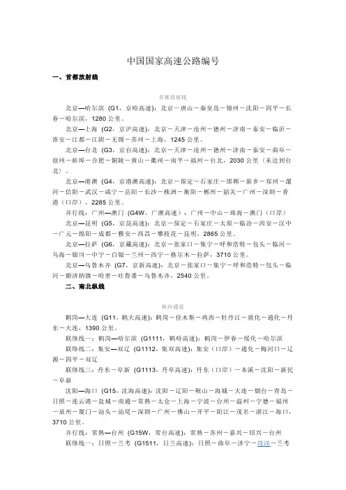 中国国家高速公路编号
