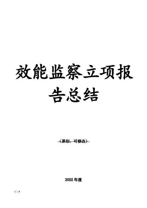 效能监察立项报告总结