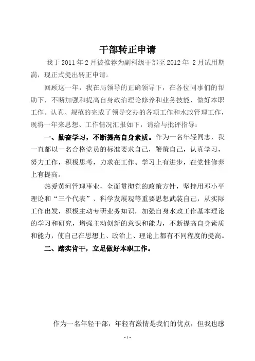 干部转正工作总结