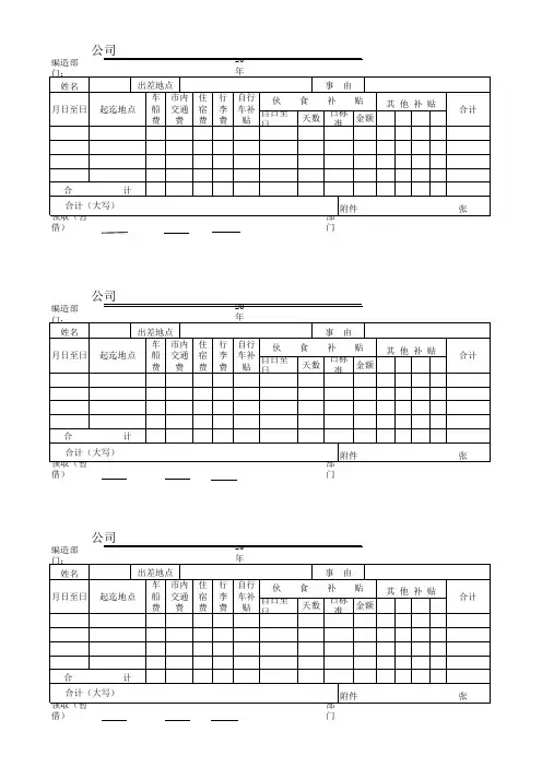 公司差旅费报销单