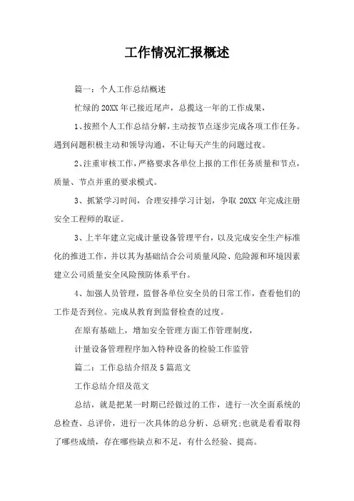 工作情况汇报概述