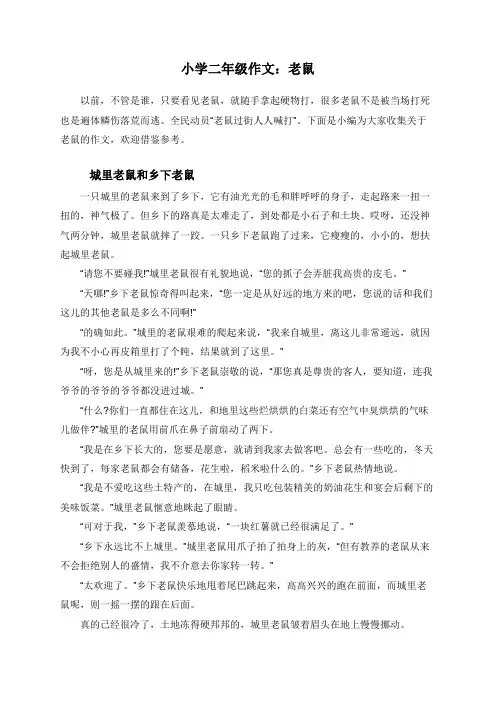 小学二年级作文：老鼠