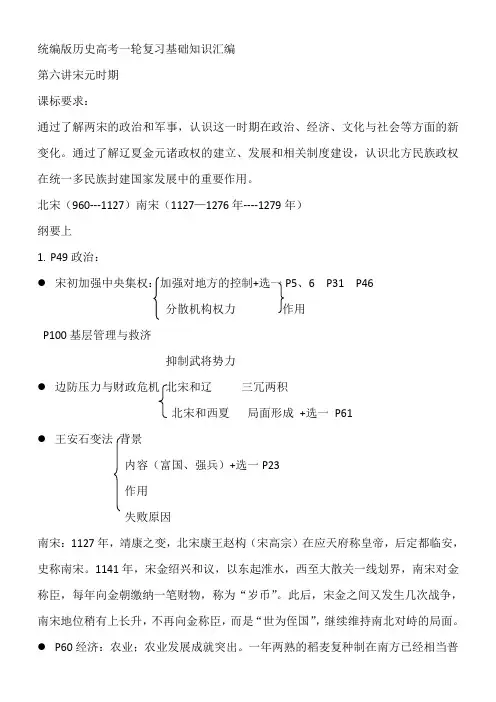 第六讲 宋元时期 基础知识汇编-2022届高三历史一轮复习
