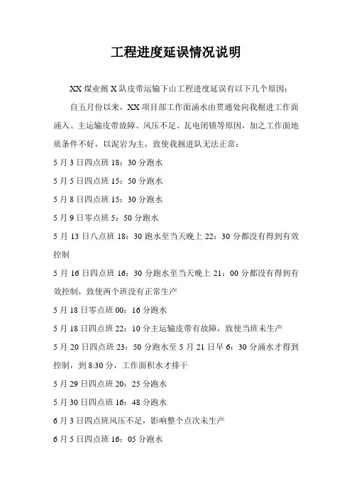 工程进度延误情况说明