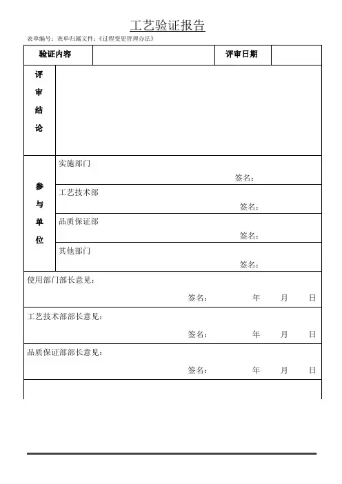 工艺验证报告 3