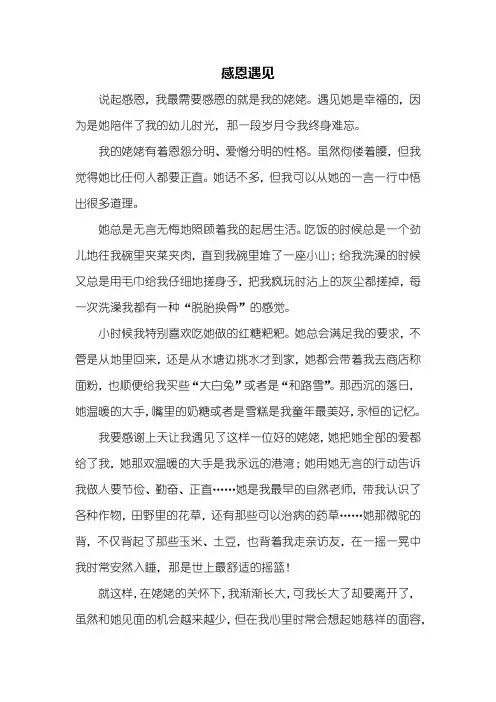 六年级作文：感恩遇见作文600字