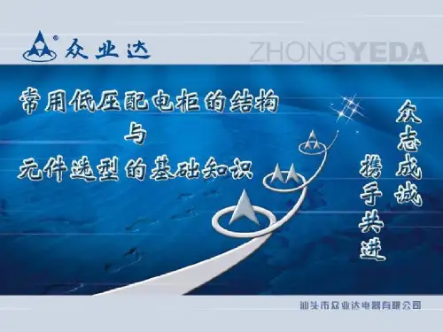 常用低压配电柜的结构与元件选型的基础知识36页PPT