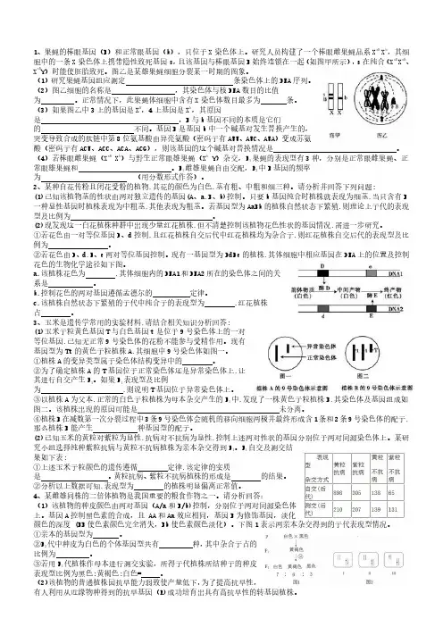 高考生物遗传压轴题