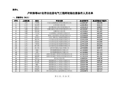 注册电气工程师初始注册条件人员名单