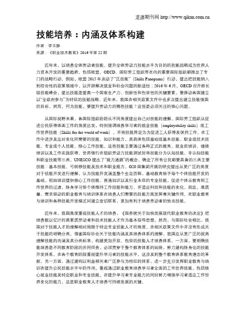 技能培养：内涵及体系构建