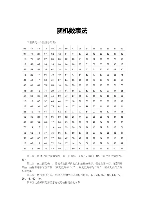 3 随机数表法