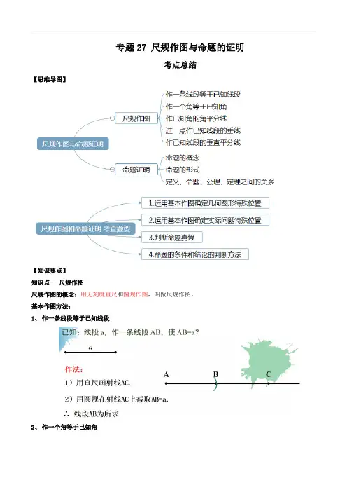 2020年中考数学一轮复习基础考点及题型专题27 尺规作图与命题的证明(解析版)
