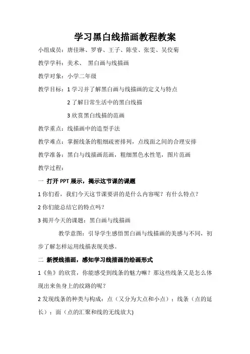学习黑白画与线描画教程教案