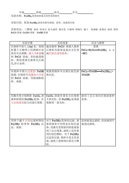 胶体实验报告