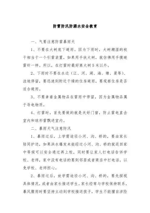 防雷防汛防溺水安全教育 2