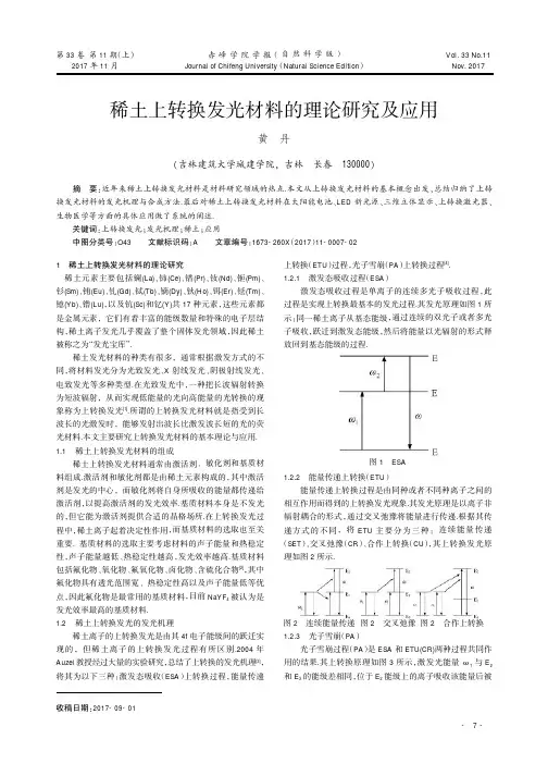 稀土上转换发光材料的理论研究及应用