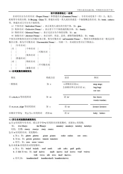 人教版初中英语初中英语语法之一名词(通用版)