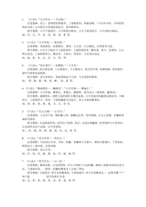 书法口诀