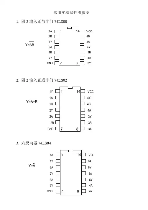 常用实验器件引脚图