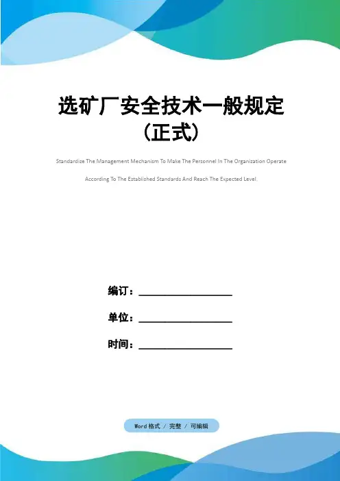 选矿厂安全技术一般规定(正式)