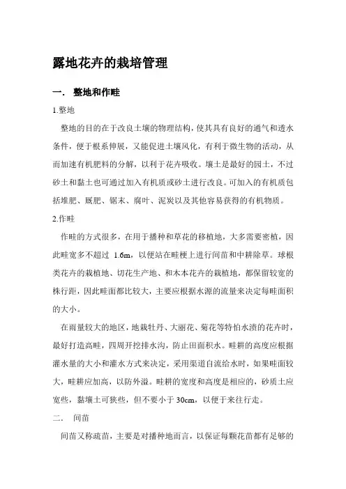 露地花卉的栽培管理