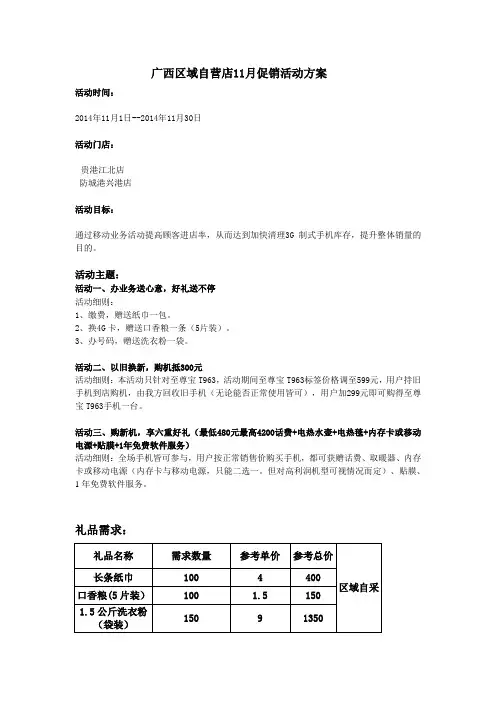 广西区域自营店11月促销活动方案