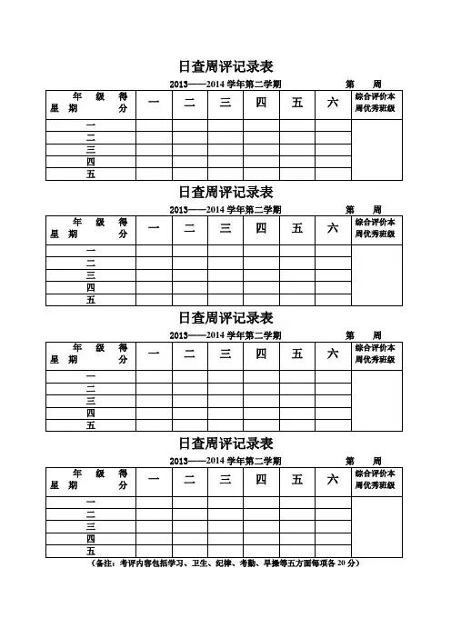 日查周评记录表