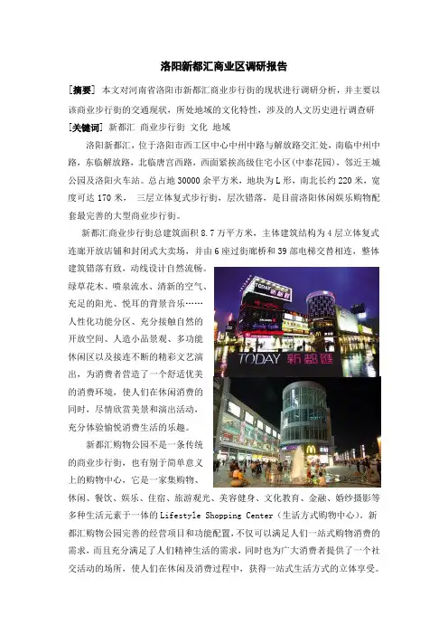 洛阳新都汇商业步行街调研报告