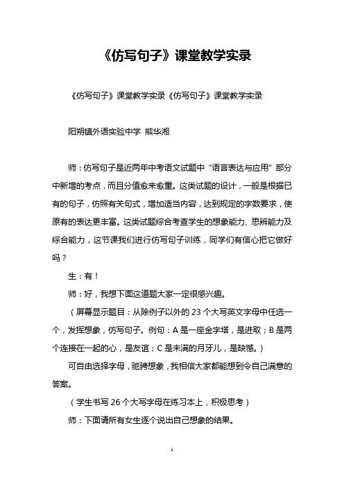 《仿写句子》课堂教学实录