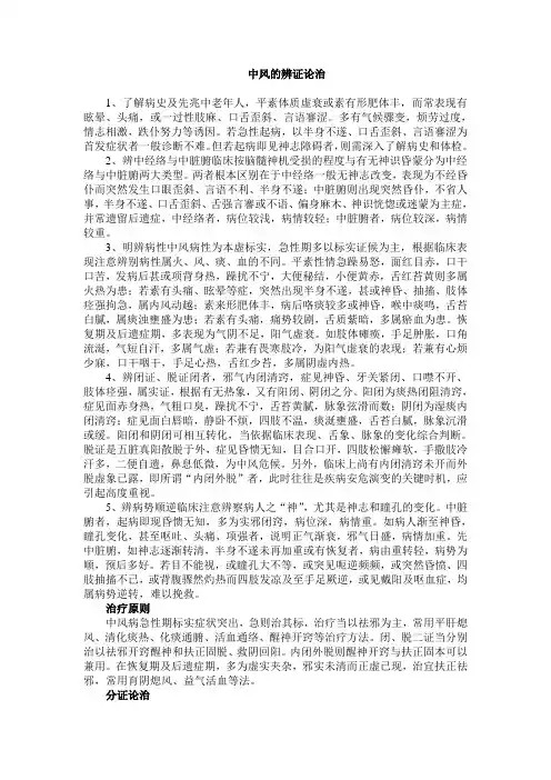 中风的辨证论治