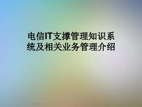 电信IT支撑管理知识系统及相关业务管理介绍