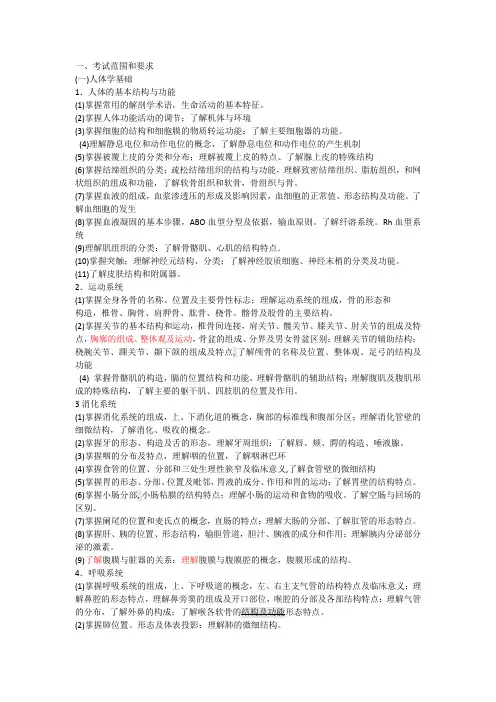 2018年山东春季高考医药专业理论考纲