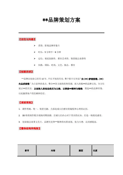 某服装品牌策划方案—故事片