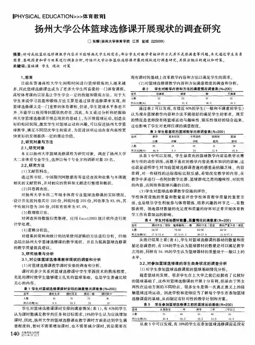 扬州大学公体篮球选修课开展现状的调查研究
