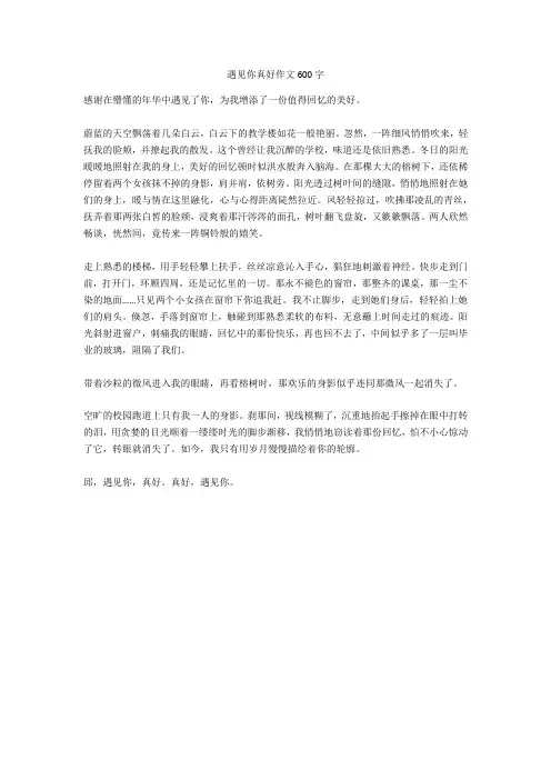 遇见你真好作文600字(优秀作文)