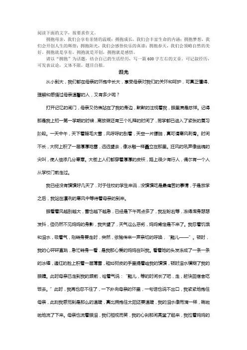 拥抱 作文