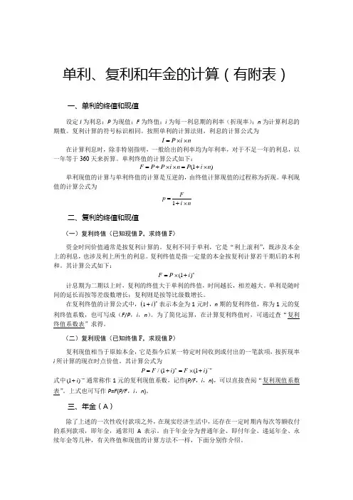 单利、复利和年金的计算(有附表)