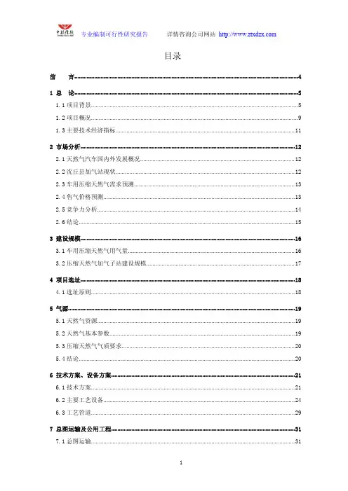 城市天然气工程项目-CNG加气站项目可行性研究报告
