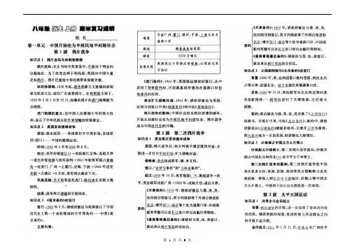 人教部编版历史八年级上册-知识点归纳