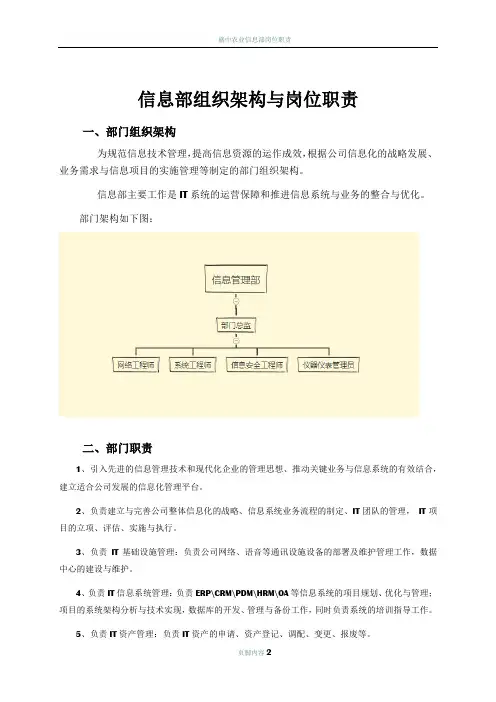 信息部组织架构与岗位职责