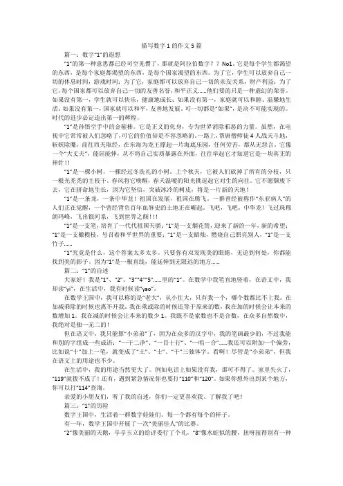 描写数字1的作文5篇