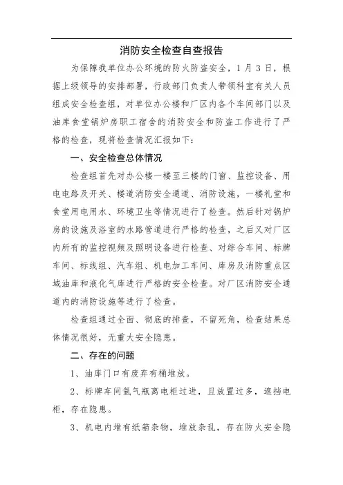 消防安全自查报告
