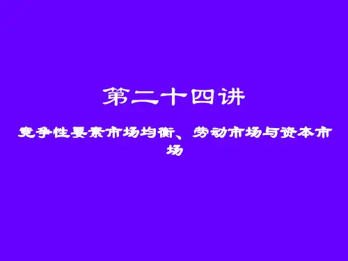 微观经济学  第二十四讲  竞争性要素市场均衡、劳动市场与资本市场