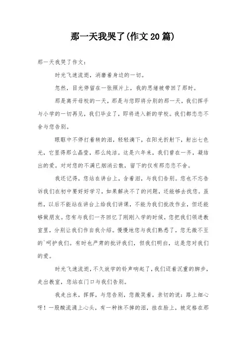 那一天我哭了(作文20篇)