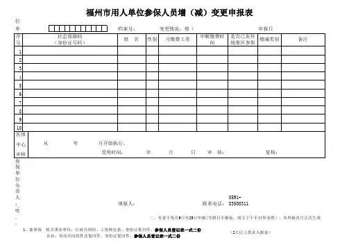 医保增减员表