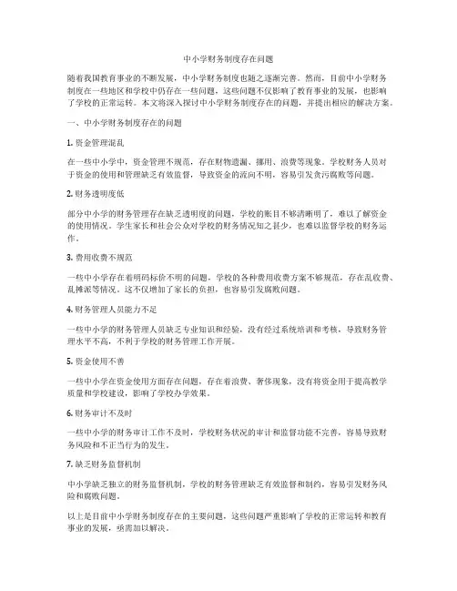 中小学财务制度存在问题