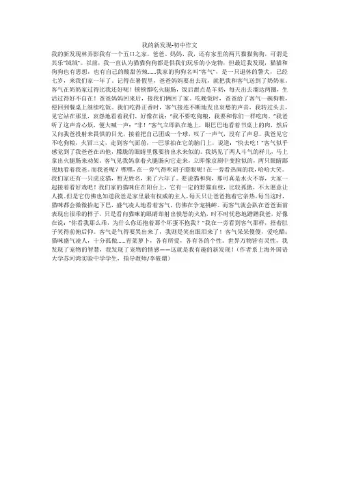 我的新发现-初中作文