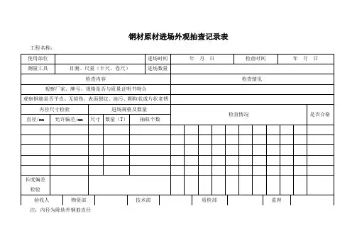 钢筋外观进场检查表