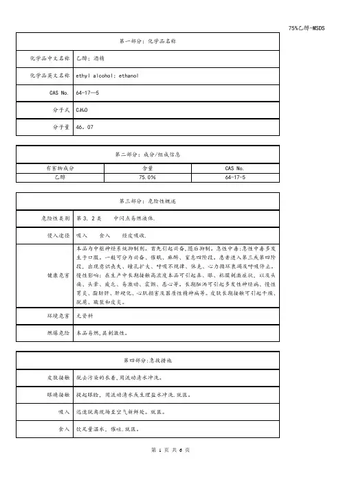 75%乙醇-MSDS
