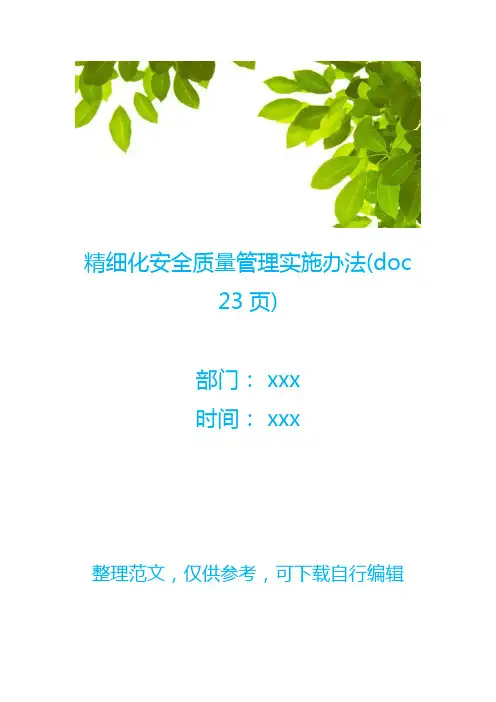 精细化安全质量管理实施办法(doc 23页)